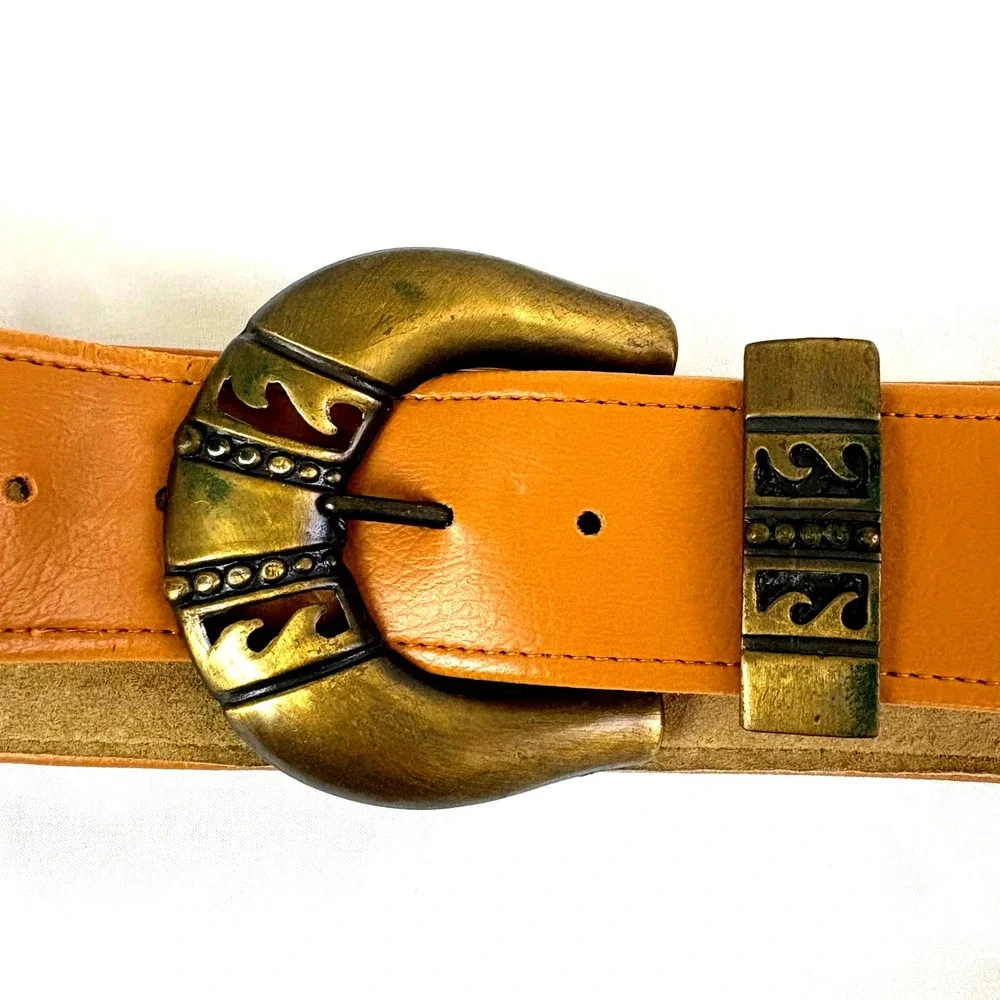 Brown Leather Belt Womens 31 in Animal Ornate Boho Elephant Zebra Lion‎ Western